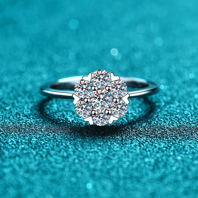 Solitaire Moissanite Diamond w/ small hearts Ring- RM055