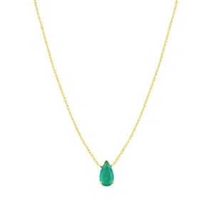 Solitaire Pear Shaped Emerald Necklace