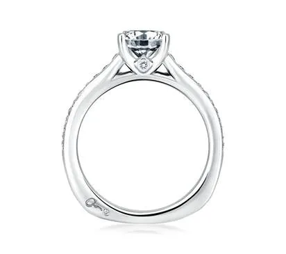 Solitaire with Pavé and Bezel Set Profile Diamond Engagement Ring