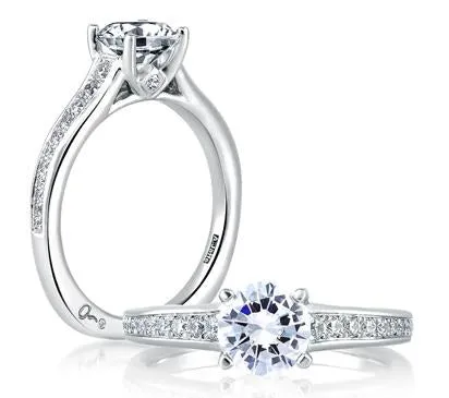 Solitaire with Pavé and Bezel Set Profile Diamond Engagement Ring