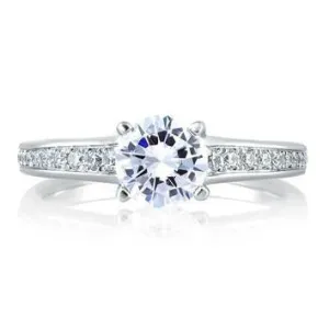 Solitaire with Pavé and Bezel Set Profile Diamond Engagement Ring