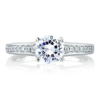 Solitaire with Pavé and Bezel Set Profile Diamond Engagement Ring