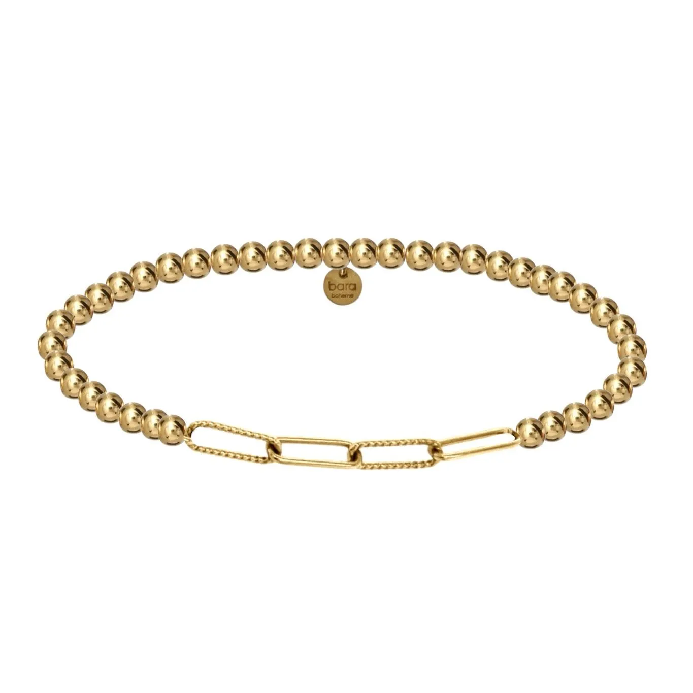 SOPHIE PAPERCLIP | Stretchy Charm with 4mm Gold Filled beads Bracelet