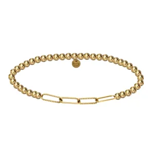 SOPHIE PAPERCLIP | Stretchy Charm with 4mm Gold Filled beads Bracelet