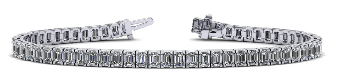 Sparkling Emerald Cut Lab-Grown Diamond Bracelet with 21.60 ct.(finished) 5x3mm