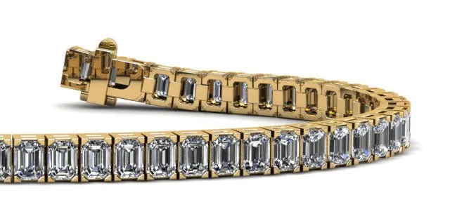Sparkling Emerald Cut Lab-Grown Diamond Bracelet with 21.60 ct.(finished) 5x3mm