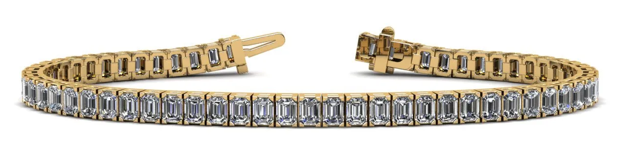 Sparkling Emerald Cut Lab-Grown Diamond Bracelet with 21.60 ct.(finished) 5x3mm