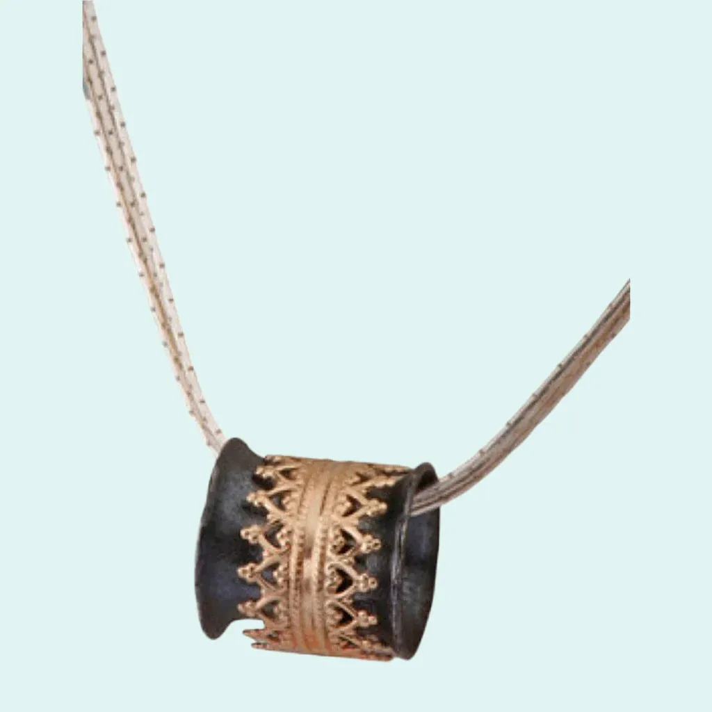 Spinner Necklace Sterling silver and 9K Gold  pendant / Necklace for Woman Israeli Jewelry