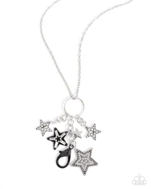 SPRINKLE of Stars - Black - Painted and White Rhinestone Paparazzi Lanyard Necklace