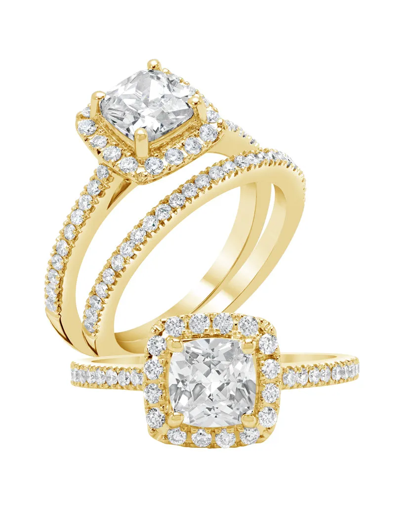 Square Cut Diamond Halo Ring