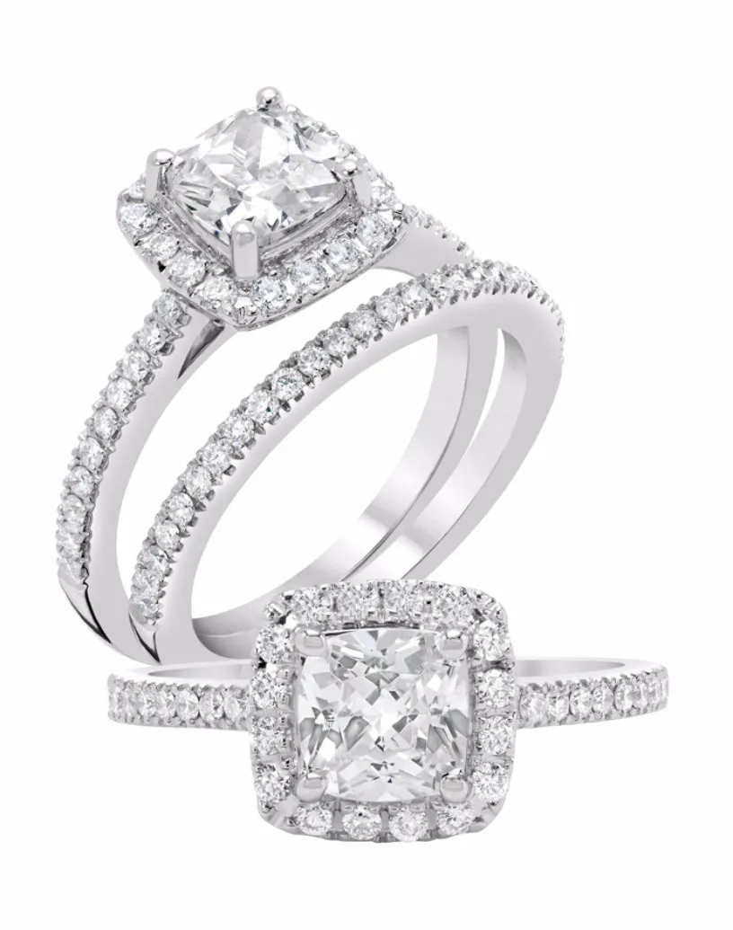 Square Cut Diamond Halo Ring