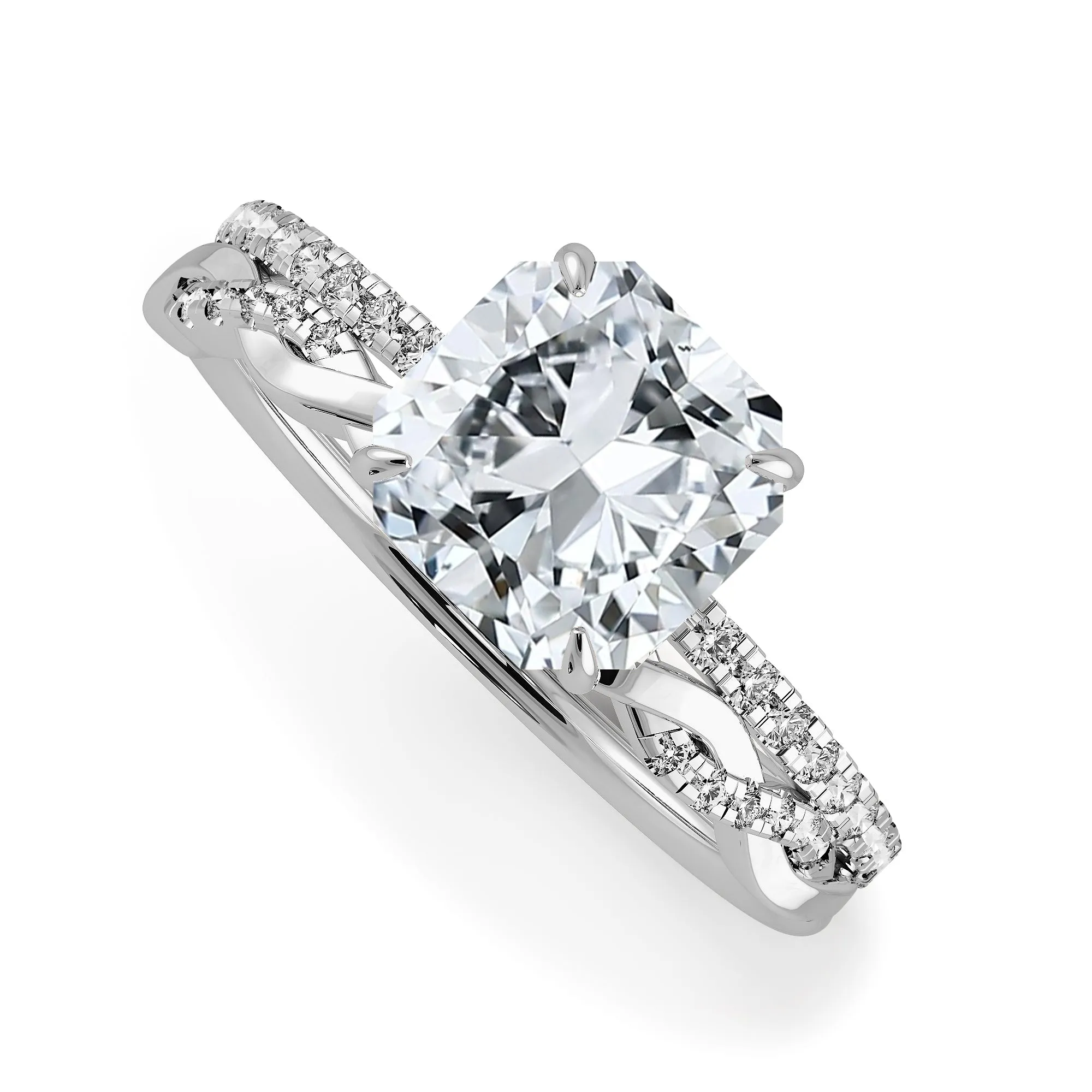 Square Radiant Cut Pave Women Wedding Rings Set - 642