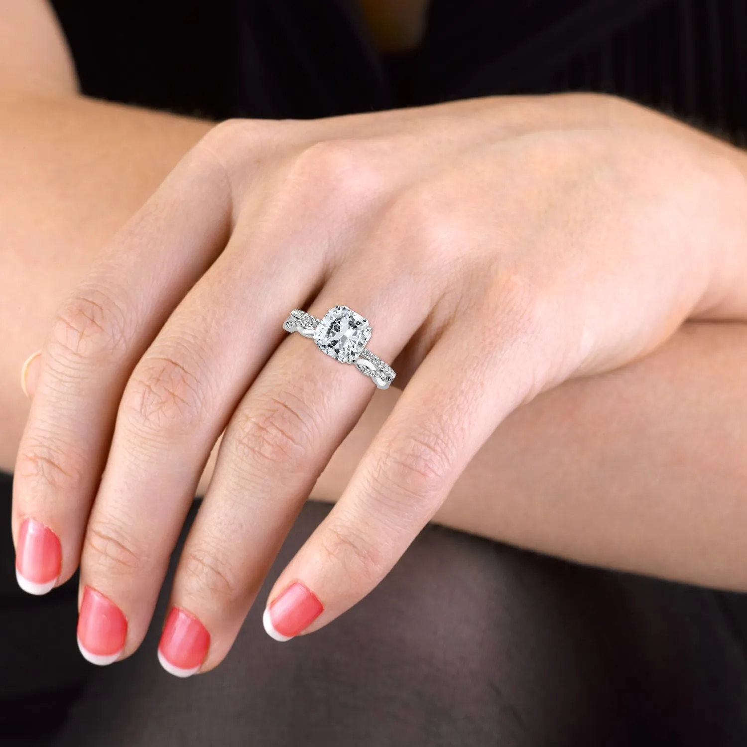 Square Radiant Cut Pave Women Wedding Rings Set - 642
