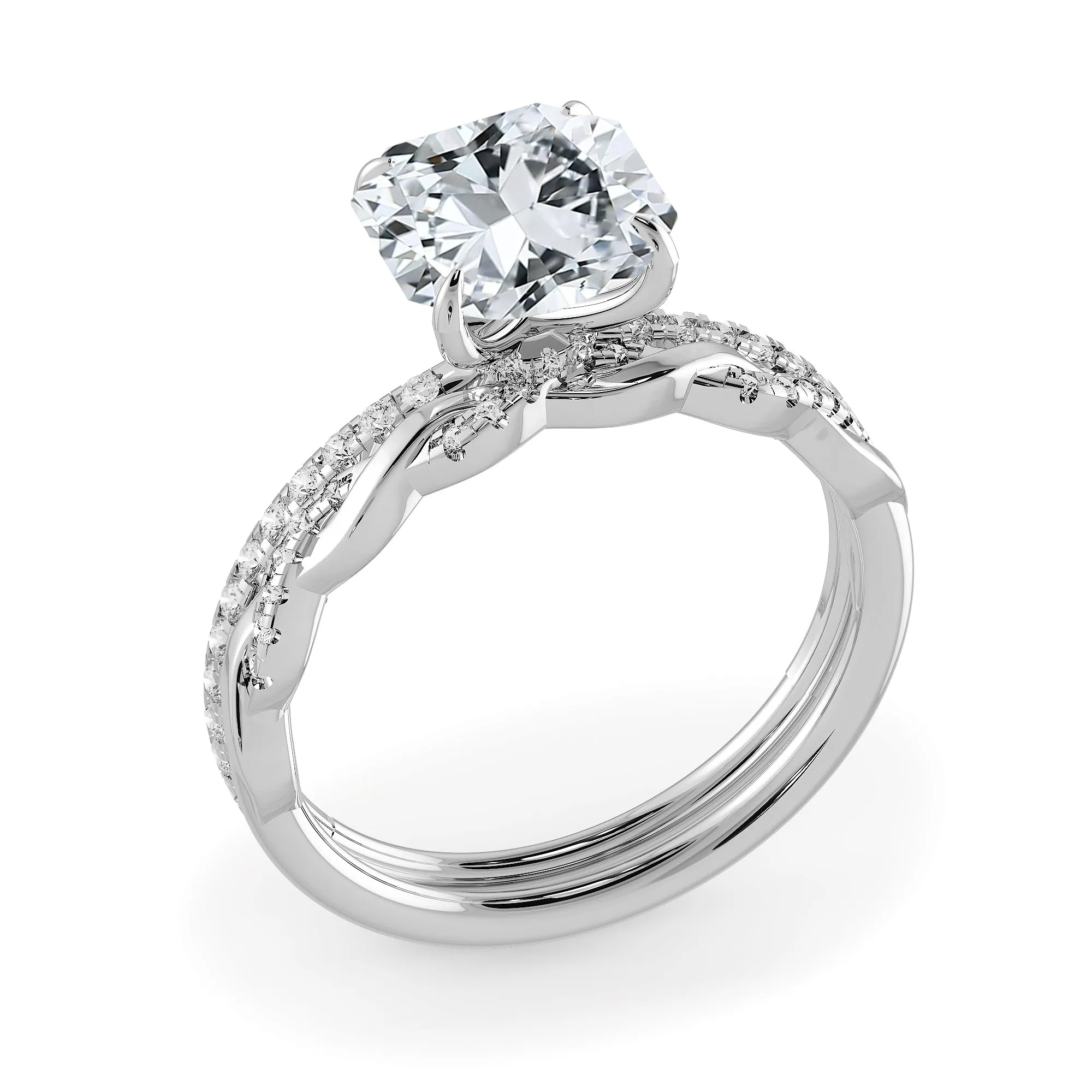 Square Radiant Cut Pave Women Wedding Rings Set - 642