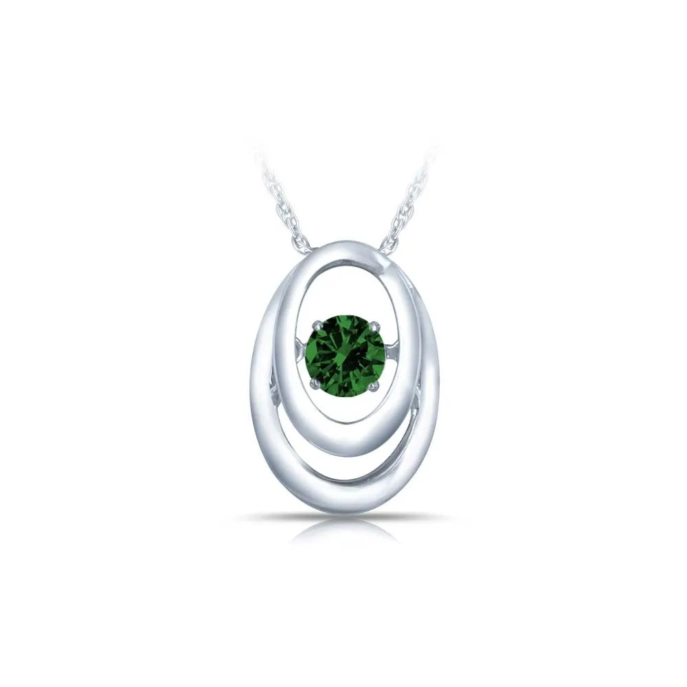 SS Pendant with Imitation Emerald 1=1/5 ctw W/chain