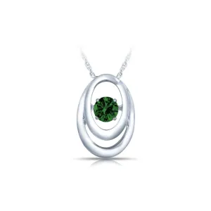 SS Pendant with Imitation Emerald 1=1/5 ctw W/chain
