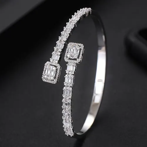 Stackable Bangle Silver Bracelet Cuff For Women Wedding Jewelry