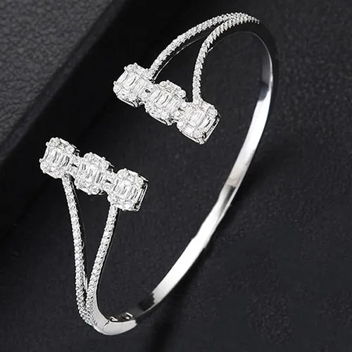 Stackable Bangle Silver Bracelet Cuff For Women Wedding Jewelry