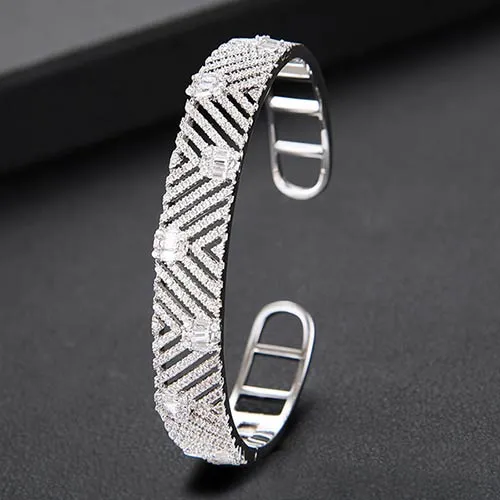 Stackable Bangle Silver Bracelet Cuff For Women Wedding Jewelry