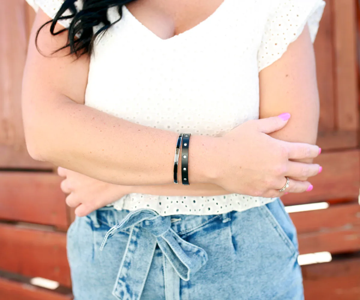 Star Bangle Black Cuff Bracelet