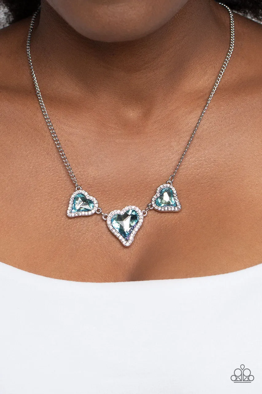 State of the HEART - Blue - Asymmetrical Gem Paparazzi Short Necklace