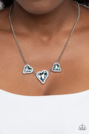 State of the HEART - Blue - Asymmetrical Gem Paparazzi Short Necklace
