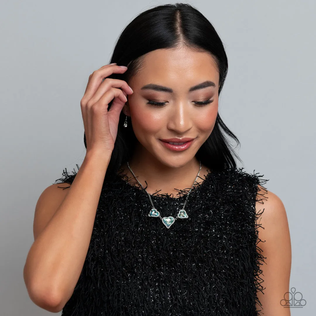 State of the HEART - Blue - Asymmetrical Gem Paparazzi Short Necklace