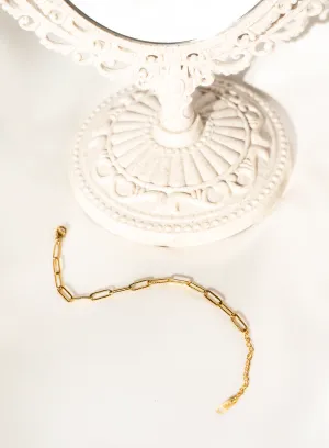 Statement Amal Chain Bracelet - Adjustable, Gold Color, Textured Detailing
