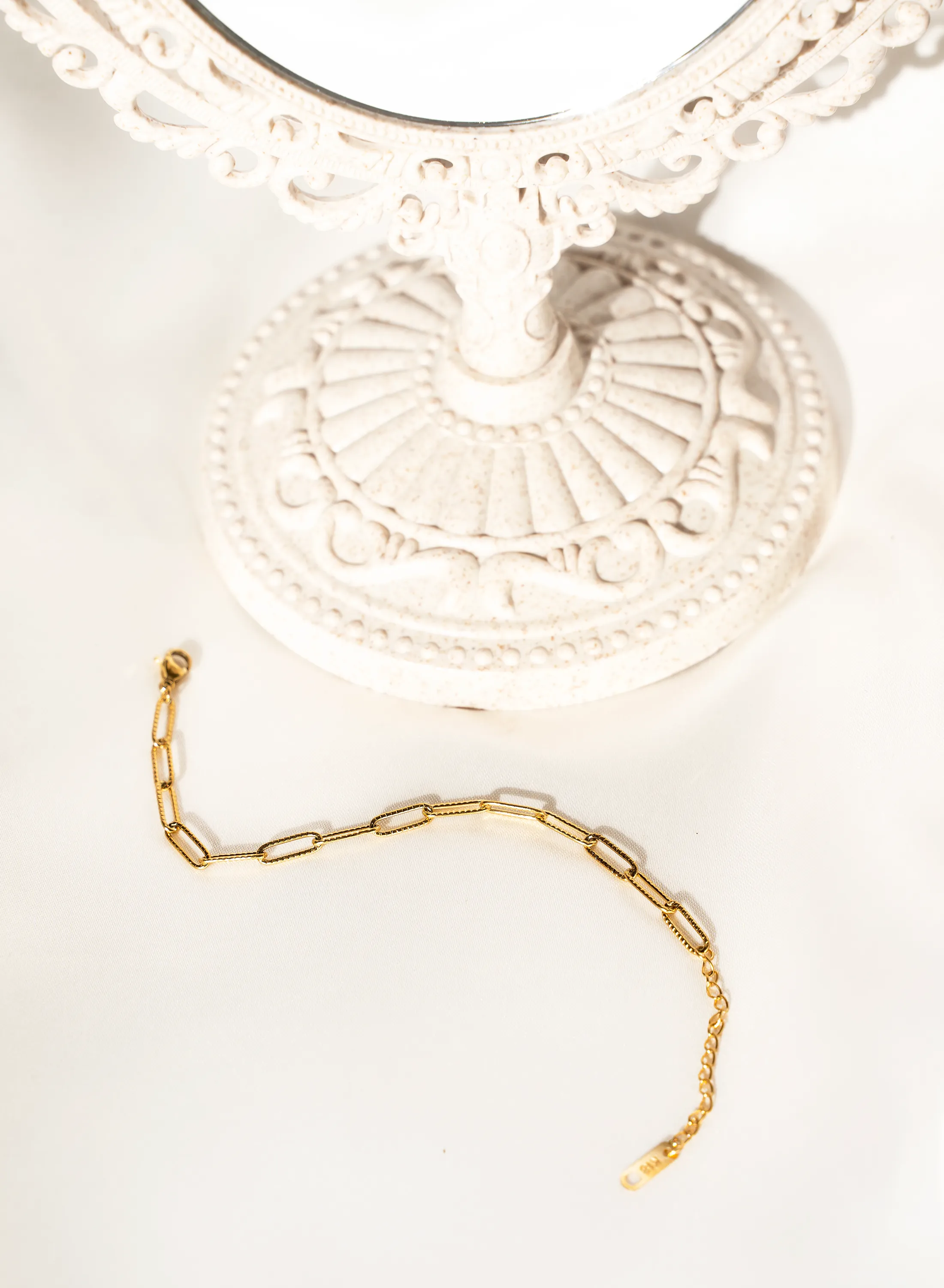 Statement Amal Chain Bracelet - Adjustable, Gold Color, Textured Detailing