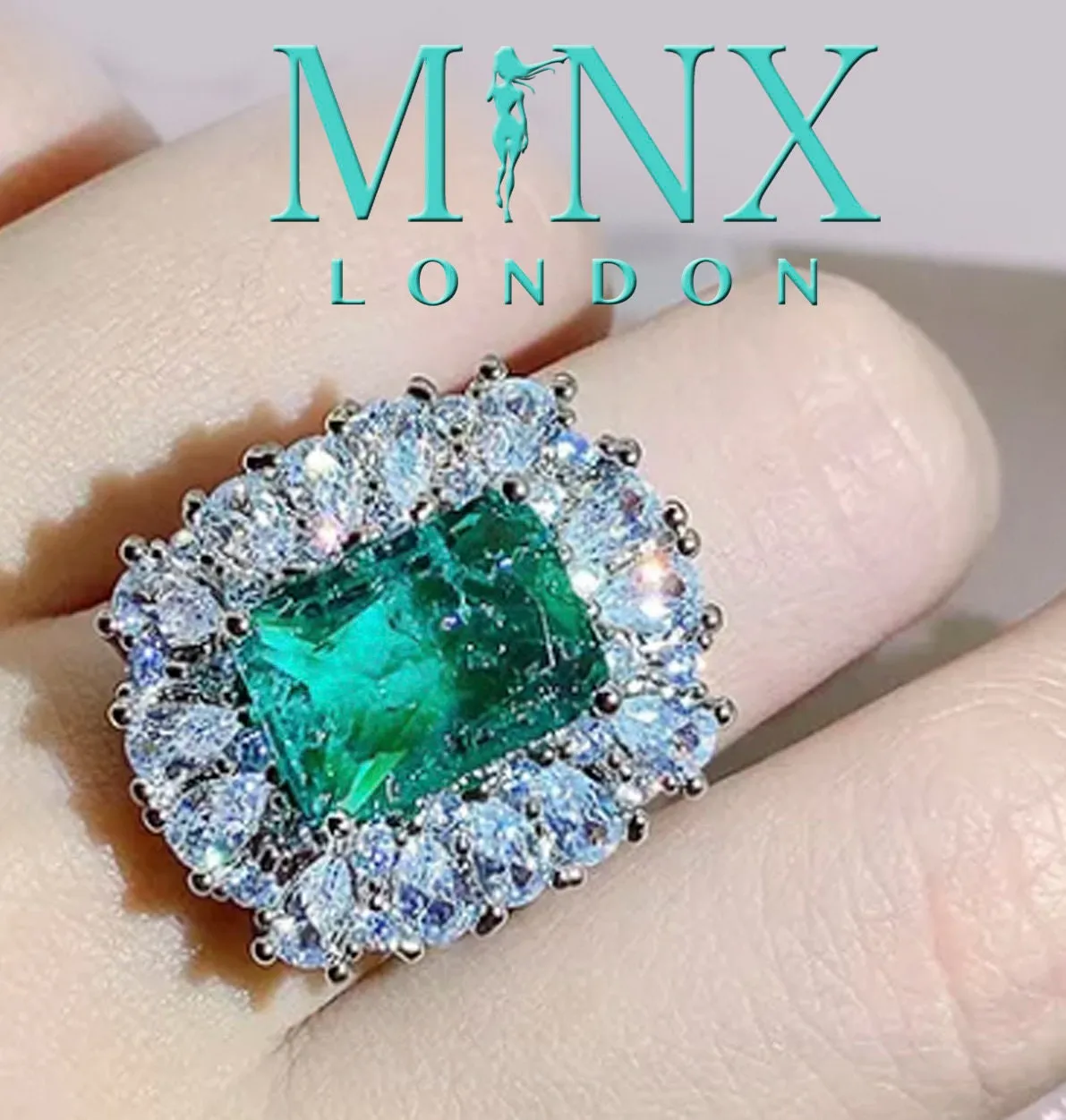 Statement Ring | Green Diamond Ring | Big Diamond Engagement Ring |  Aquamarine Engagement Ring | Emerald Diamond Ring | Tourmaline Ring