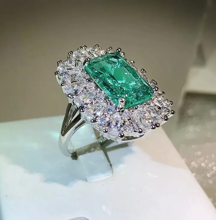 Statement Ring | Green Diamond Ring | Big Diamond Engagement Ring |  Aquamarine Engagement Ring | Emerald Diamond Ring | Tourmaline Ring