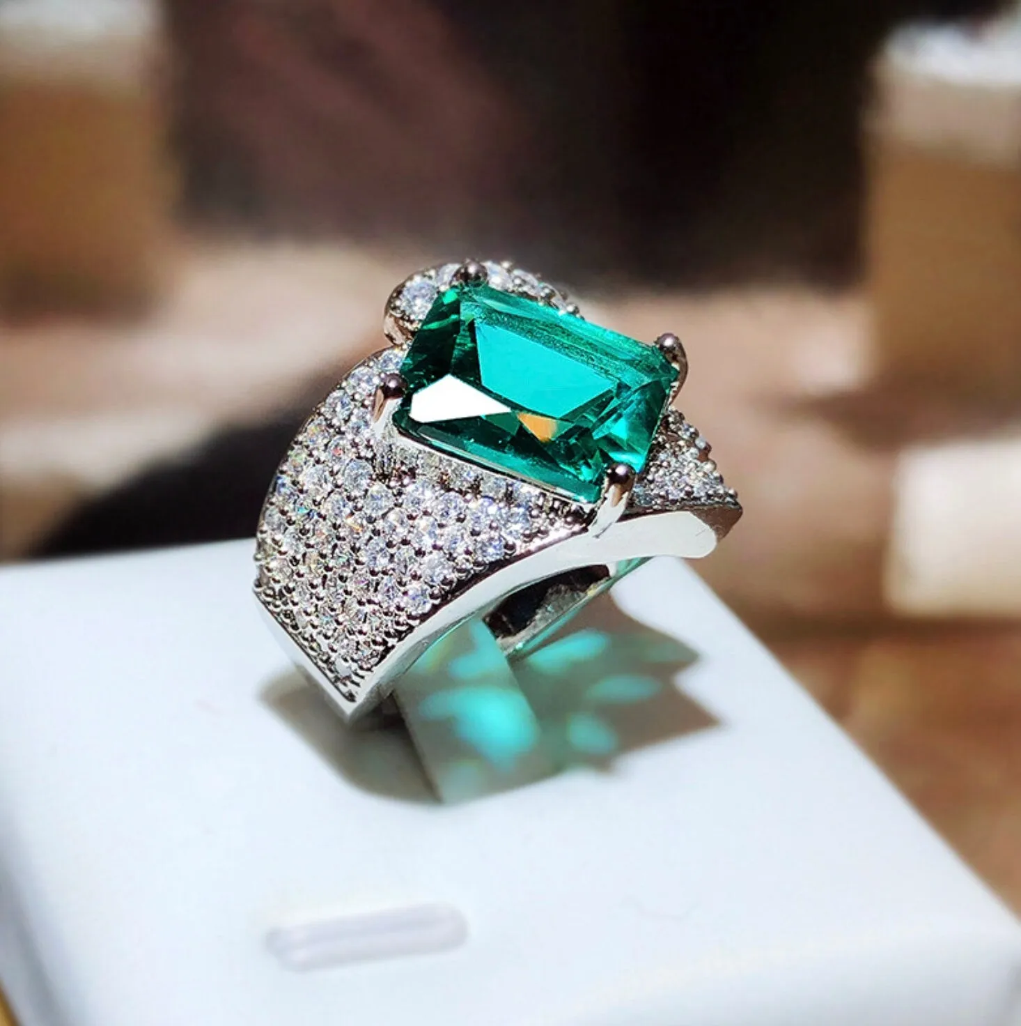 Statement Ring | Green Diamond Ring | Womens Promise Ring |  Aquamarine Engagement Ring | Green Engagement Ring | Tourmaline Ring | Ring