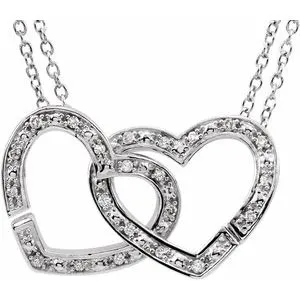 Sterling Silver 1/6 CTW Diamond 2-in-1 Interlocking Heart 18" Necklace