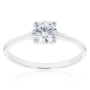 Sterling Silver 6mm 4 Claw Solitaire Zirconia Ring