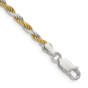 Sterling Silver And Vermeil 2.5mm Diamond-cut Rope Chain