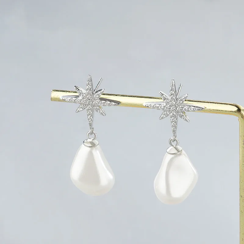 Sterling Silver Baroque Pearl Earrings For Women