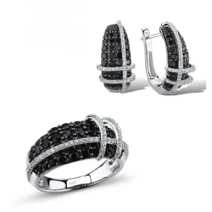 Sterling Silver Black Sapphire & CZ set