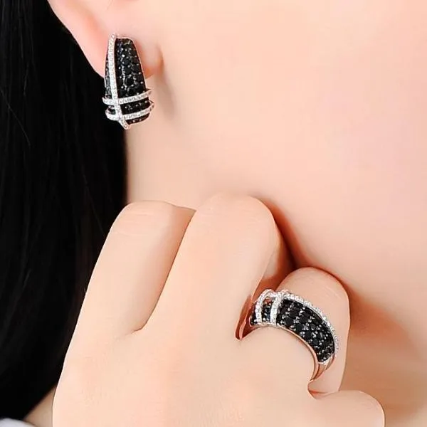 Sterling Silver Black Sapphire & CZ set