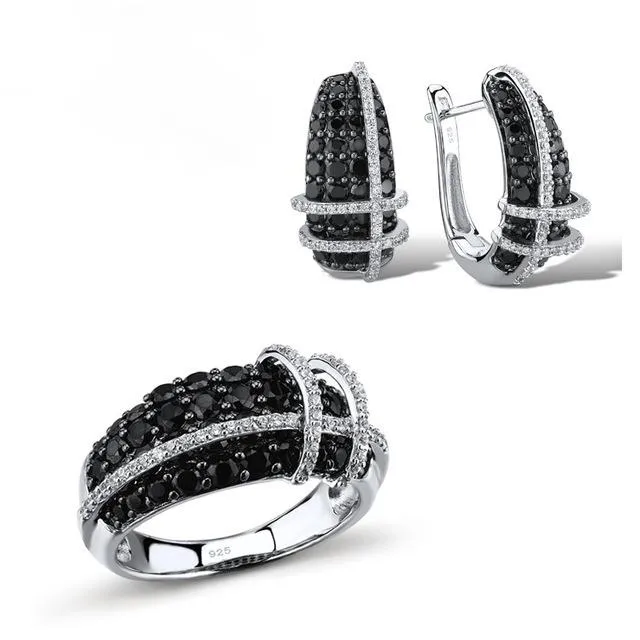 Sterling Silver Black Sapphire & CZ set