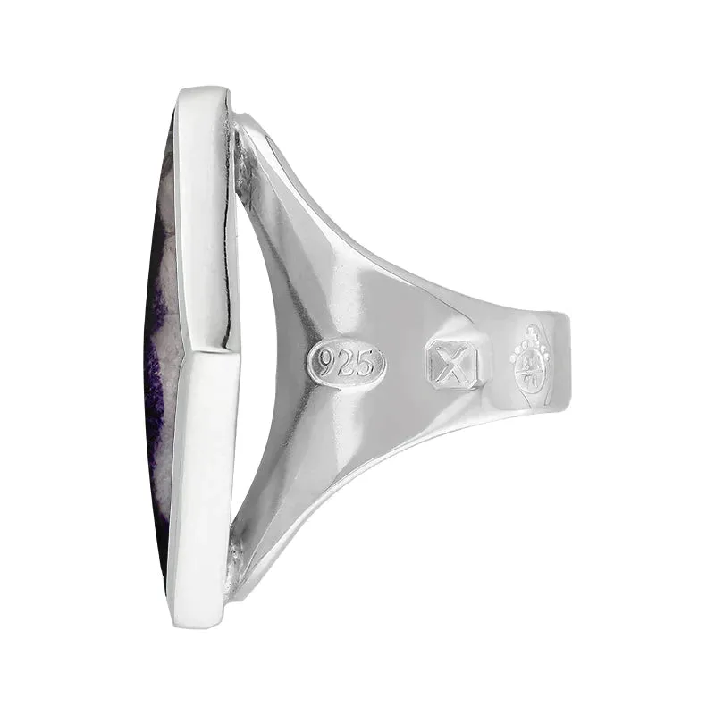 Sterling Silver Blue John Queen's Jubilee Hallmark Medium Rhombus Ring D