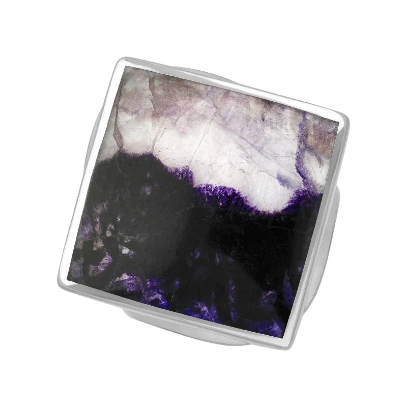 Sterling Silver Blue John Queen's Jubilee Hallmark Medium Rhombus Ring D
