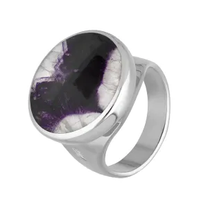 Sterling Silver Blue John Queen's Jubilee Hallmark Small Round Ring D