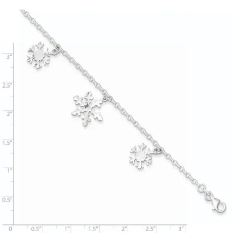 Sterling Silver Diamond-Cut Snowflake Bracelet