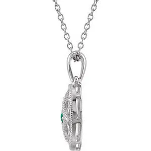 Sterling Silver Emerald 18" Necklace