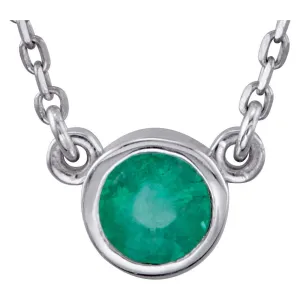 Sterling Silver Emerald Bezel 18" Necklace