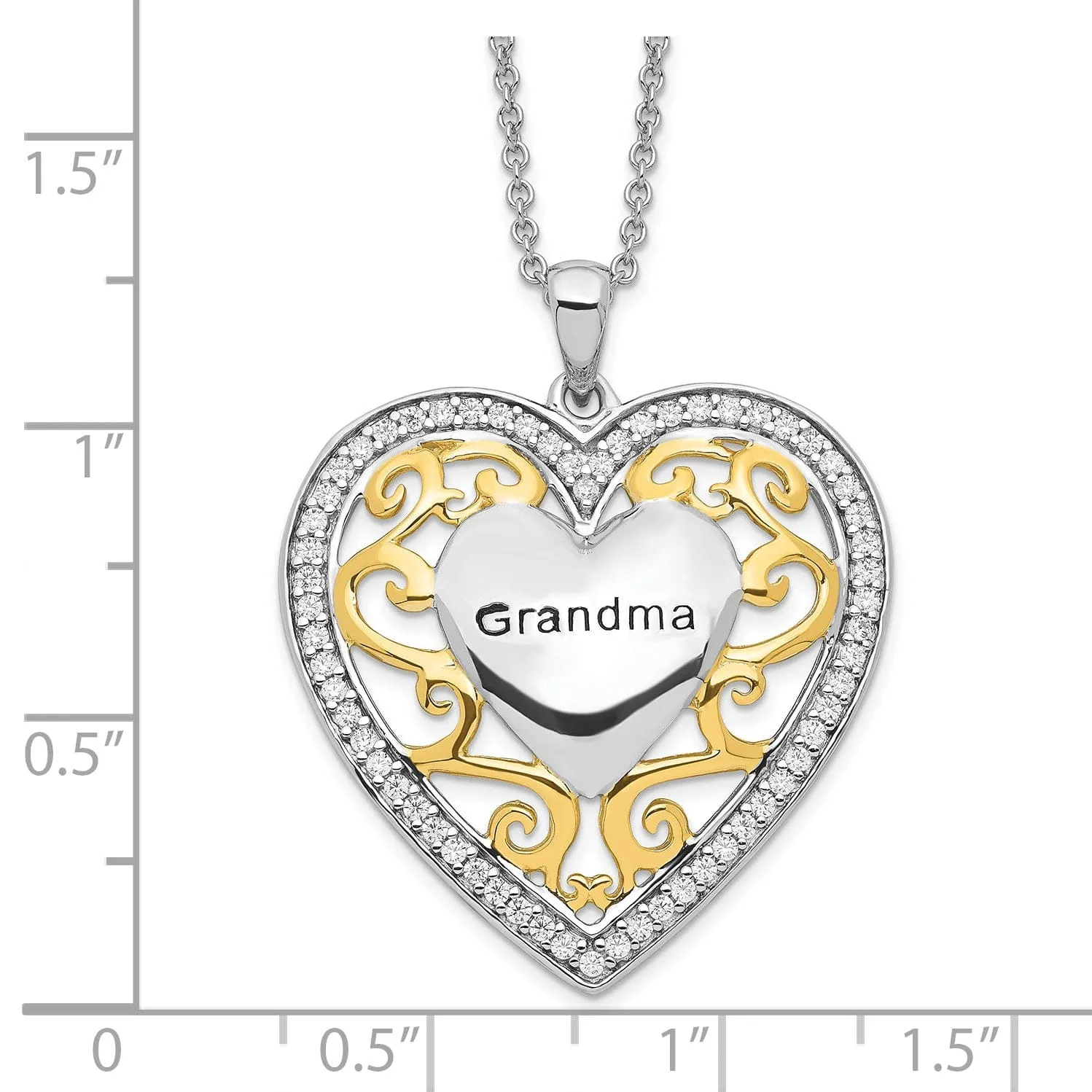 Sterling Silver Grandma Heart Necklace