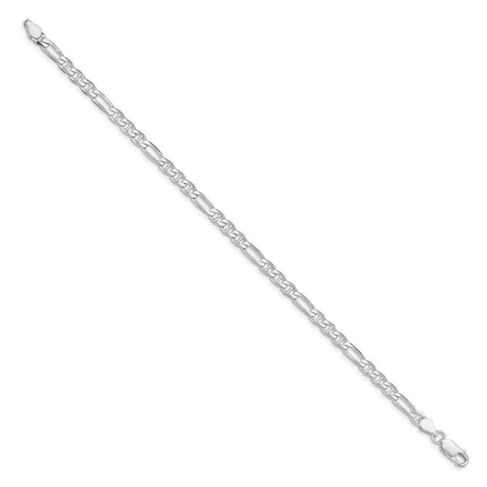 Sterling Silver Rhodium-plated 3.75mm Figaro Anchor Chain