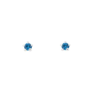 Sterling Silver Round Blue CZ Mini Stud Earrings