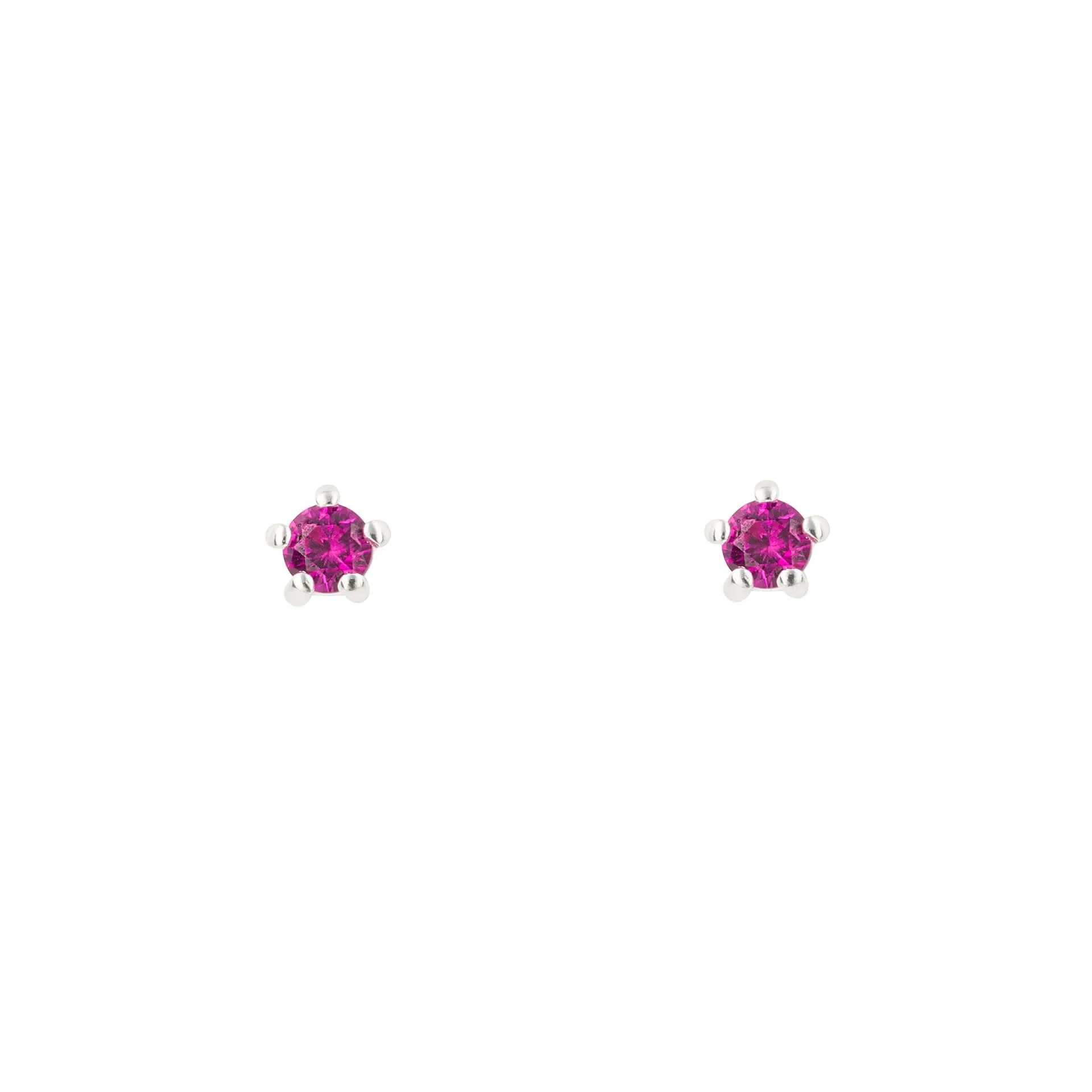 Sterling Silver Round Pink CZ Mini Stud Earrings