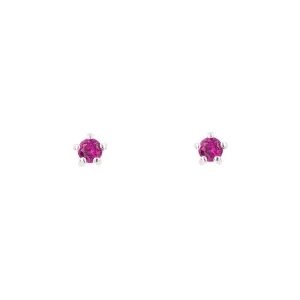 Sterling Silver Round Pink CZ Mini Stud Earrings